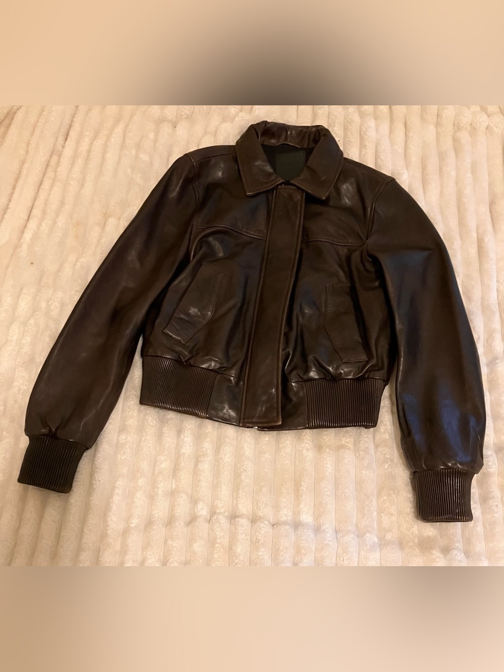 Mango Leather Bomber Jacket - Picture 5 of 15